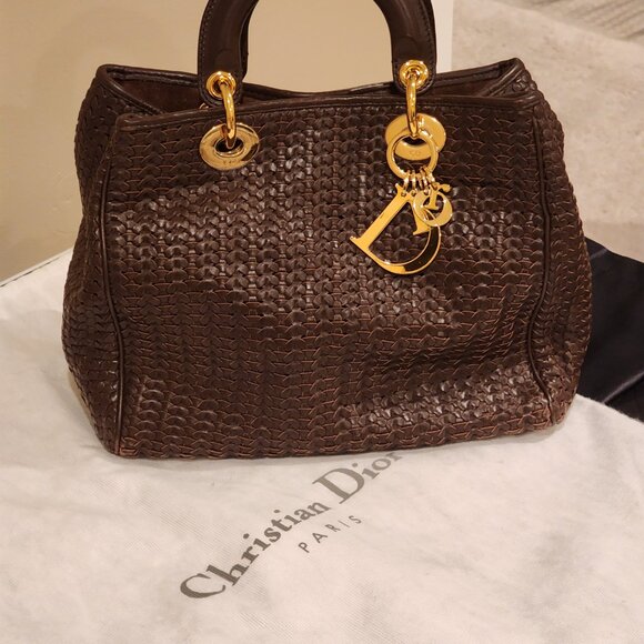 Excellent!! CHRISTIAN DIOR: Soft leather Woven “Lady Dior” bag - Picture 1 of 15